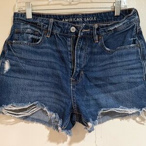 American Eagle Outfitters Blue Distressed Jean Shorts
